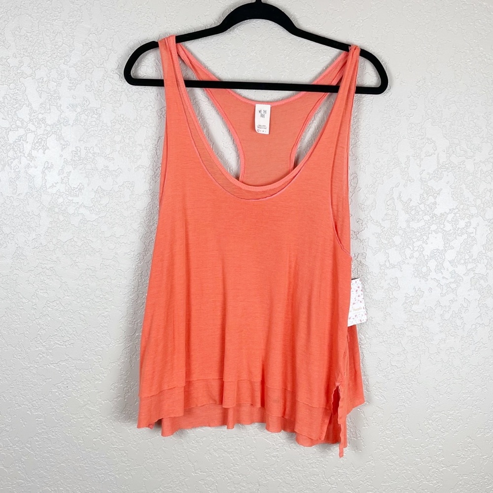 Free People orange layered linen blend tank top